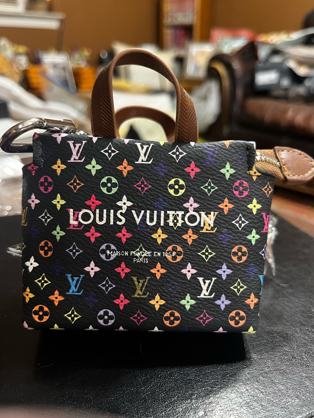 Louis. Vuitton. Mini Shopper Multi Color Monogram Bag Charm Key Ring